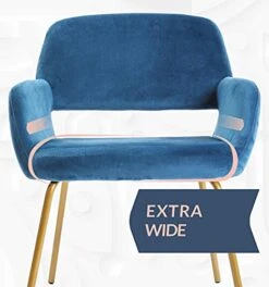 Novigo Accent Chair Living Room Chair With Solid Golden Metal Leg And Velvet Armrest Backrest Mid-Century Modern Chair For Waiting Room Bedroom Conference Set Of 2 Teal Blue -Safavieh Furniture 41W3C3igZ5L