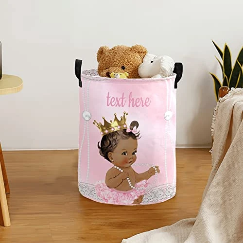 Custom Name Pearl Black Girl Storage Bin Waterproof Nursery Storage Basket With Durable Handles Dirty Clothes Hamper For Bedroom Bathroom 2 Custom Name Pearl Black Girl Storage Bin Waterproof Nursery Storage Basket With Durable Handles Dirty Clothes Hamper For Bedroom Bathroom - Image 2
