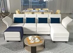 LLappuil Oversized Modular Sofa U Shape Sectional Sofa Set With Storage, Large Corner Sleeper Couch With Reversible Chaise, Faux Leather Fabric Waterproof Sofa, Dark Grey -Safavieh Furniture 41W5V2qgcVL. AC 1