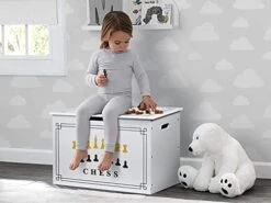 GENERIC Wooden Toy Box And Storage Chest With Chess And Safety Hinge For Kids And Babies – Girls And Boys - White -Safavieh Furniture 41WLQSLWxbL
