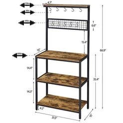 Yaheetech Kitchen Bakers Rack, Coffee Bar Station Microwave Stand With 10 Hooks And Adjustable Feet, Freestanding Utility Storage Shelf For Kitchen, Dinning Room, Living Room, Rustic Brown 11 Yaheetech Kitchen Bakers Rack, Coffee Bar Station Microwave Stand With 10 Hooks And Adjustable Feet, Freestanding Utility Storage Shelf For Kitchen, Dinning Room, Living Room, Rustic Brown -Safavieh Furniture 41WMCnUCH2L