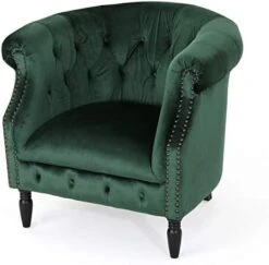 Christopher Knight Home Akira Velvet Club Chair, Emerald 29.6D X 33W X 30.25H In -Safavieh Furniture 41WRHc9HKkL. AC