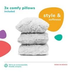 Keet Plush Childrens Sofa With Accent Pillows, Charcoal/Grey -Safavieh Furniture 41WSjexdNdL