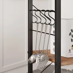 CubiCubi Baker's Rack Kitchen Cart, 3-Tier Utility Microwave Oven Rack On Wheels, Coffee Cart With Storage And 10 Hooks, Fir Brown 8 CubiCubi Baker's Rack Kitchen Cart, 3-Tier Utility Microwave Oven Rack On Wheels, Coffee Cart With Storage And 10 Hooks, Fir Brown -Safavieh Furniture 41WVot4sHnS