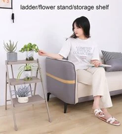 GENERIC 3-Step Steel Ladder Folding Step Ladder With Wide Anti-Slip Pedal Multipurpose Step Ladder Flower Stand Shelf Organizer For Household Kitchen Office 330lbs Load Capacity (Color : Bruin) -Safavieh Furniture 41WXuYXC7aL