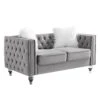 Mikibama Velvet Loveseat Sofa 59 Inch Jeweled Buttons Tufted Loveseat With Acrylic Crystal Legs And 2 Pillows Modern Furniture For Living Room, Bedroom(Grey)