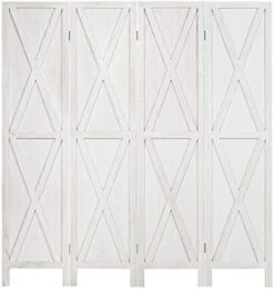 4 Panel Wood Farmhouse Room Dividers, 5.6 Ft Tall Freestanding Decorative Partition Wall Room Divider Screen, Folding Privacy Screen For Home Bedroom -Safavieh Furniture 41WaIllLeXL. AC