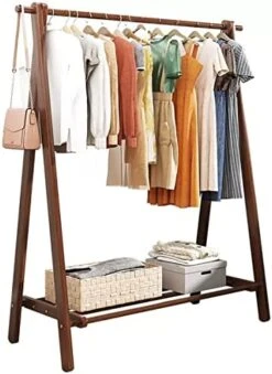 KARMIO Free Standing Coat Stand Hanging Rail With Shelf Wooden Foldable Hall Tree For Entryway And Hallway Easy Assembly (Color : Brown, Size : 60 * 46 * 150cm) -Safavieh Furniture 41WhhFl2a7L. AC 1