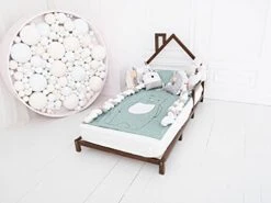 BUSYWOOD Wooden Bed House Frame - Toddler Bed Montessori - Toddler House Bed Frame - Montessori Style Bed - House Bed Frame Toddler Kids - Montessori Bed Twin (Model 3, DARK) -Safavieh Furniture 41WiF227jyS