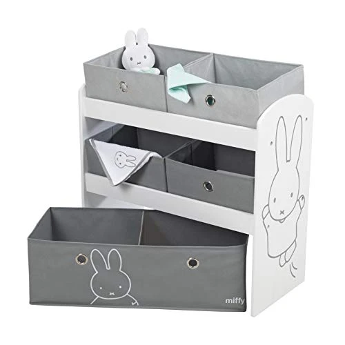 Roba Miffy® Play Shelf - Bunny Grey Children's Multi-Bin Toy Organizer, Shelf Storage Cabinet With 5 Fabric Boxes, Boys & Girls 3 Roba Miffy® Play Shelf - Bunny Grey Children's Multi-Bin Toy Organizer, Shelf Storage Cabinet With 5 Fabric Boxes, Boys & Girls - Image 3