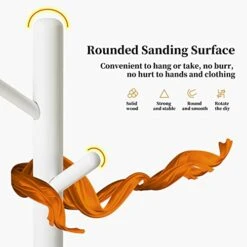 Aibiju Coat Rack Stand, Standing White Coat Rack With 8 Hooks And 3 Height Options, Small Hall Tree Coat Rack, Coat Tree Freestanding Suitable For Kids, Easy To Assemble White YD-1005