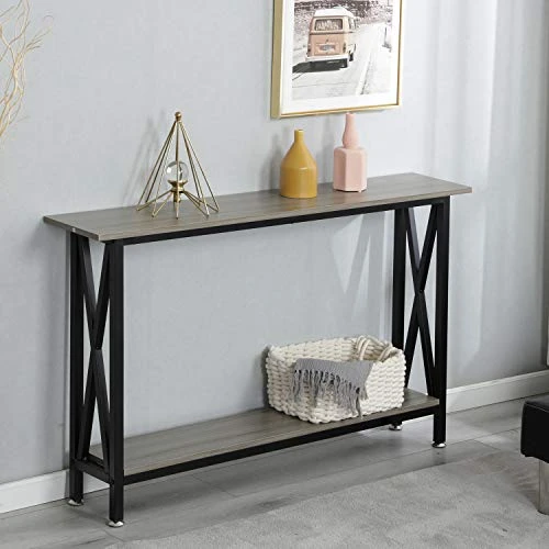 Soges Console Table Sofa Table Entry Way Table With Shelves Side Table For Living Room, Hallway, Office Grey DX-125-SW 2 Soges Console Table Sofa Table Entry Way Table With Shelves Side Table For Living Room, Hallway, Office Grey DX-125-SW - Image 2