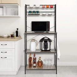 Karl Home Bakers Rack Microwave Oven Stand, Freestanding Kitchen Storage Shelf With 5 Tier Shelves 10 Side Hook, Vintage Coffee Bar Station Table Utility Retro Shelving Organizer Rustic Brown 66.9" H 15 Karl Home Bakers Rack Microwave Oven Stand, Freestanding Kitchen Storage Shelf With 5 Tier Shelves 10 Side Hook, Vintage Coffee Bar Station Table Utility Retro Shelving Organizer Rustic Brown 66.9" H -Safavieh Furniture 41WmhpDC8DL. AC