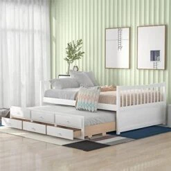 Twin Bed Frame With A Nightstand Wood Platform Bed With Headboard For Boys, Girls, Kids, Teens, No Box Spring Needed, White -Safavieh Furniture 41WpX5XsTYL. AC
