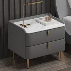 BDDIE Nightstand Bedroom Bedside Table Side Table Living Room Locker Storage Drawer Bedside Table Shelf Bedside Table End Table For Bedroom, Living Room, College Dorm (Color : Grey) -Safavieh Furniture 41WvZOi8ATL