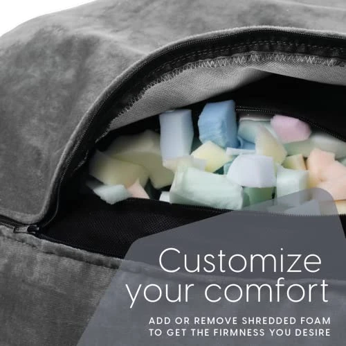 Milliard Big Ultra Supportive Stuffed Bean Bag Chair Couch For Adults And Kids Filled With Shredded Foam (Grey) 4 Milliard Big Ultra Supportive Stuffed Bean Bag Chair Couch For Adults And Kids Filled With Shredded Foam (Grey) - Image 4