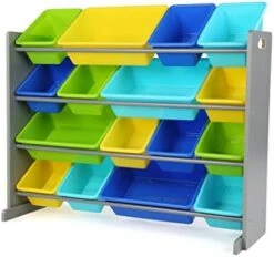 Humble Crew Kids Toy Organizer With 16 Storage Bins, Grey/White -Safavieh Furniture 41WzPXbReXL. AC