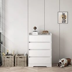 CIPACHO 4 Drawer Dresser For Bedroom, Modern Storage Chest Of Drawers,Nightstand,End Table For Living Room (White-4 Drawer) -Safavieh Furniture 41X571qK8ZL