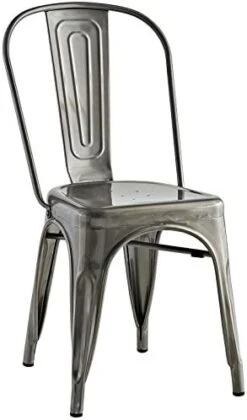 Modway Promenade Industrial Modern Steel Kitchen And Dining Room Chair In Gunmetal, One -Safavieh Furniture 41XHNNhX SL. AC