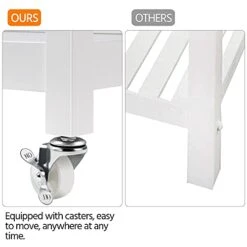 Yaheetech Kitchen Island Cart On Wheels, 3 Tiers Rolling Utility Cart With Drawer And 2 Spacious Storage Shelf, 40'' W Solid Wood Countertop, White -Safavieh Furniture 41XHlZAiufL