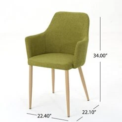Christopher Knight Home Zeila Mid-Century Modern Fabric Dining Chair With Wood Finished Metal Legs, 2-Pcs Set, Green / Light Brown -Safavieh Furniture 41XU3EIJ9fL