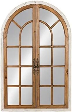 Kate And Laurel Boldmere Rustic Windowpane Arch Mirror, 28 X 44, Rustic Brown, Farmhouse Window Mirror For Wall -Safavieh Furniture 41XX59IJ3L. AC