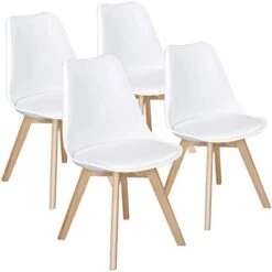 Yaheetech Chairs For Dining Room Dining Chairs DSW Chair Accent Shell Chair With Beech Wood Legs Modern Mid Century Eiffel Inspired Chair Dining Room Chairs Set Of 4 Kitchen Chairs White,4Pcs -Safavieh Furniture 41XkrbVg7gL. AC