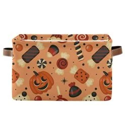 Pumpkin Cake Candy Halloween Toy Basket Canvas Collapsible Box Chest Organizer For Edroom Closet Kid's Toys Laundry 1 Pieces