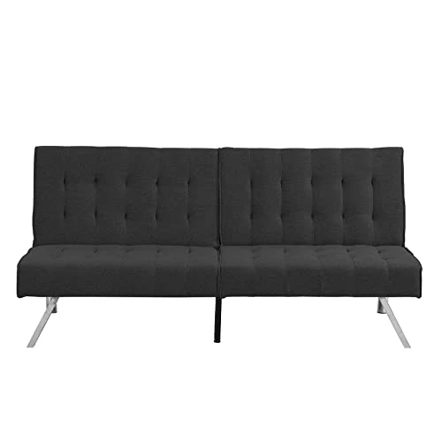 Modern Fabric Sofa Bed Futon With Stainless Legs, Convertible Folding Sofa Bed For Compact Living Spaces Apartments Office Dorms, 3-Seat (Black) 5 Modern Fabric Sofa Bed Futon With Stainless Legs, Convertible Folding Sofa Bed For Compact Living Spaces Apartments Office Dorms, 3-Seat (Black) - Image 5