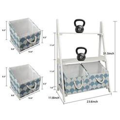 Babion White Ladder Shelf, 3 Tier Ladder Bookshelf With 2 Baskets，Wood Rustic Ladder Bookshelf, Freestanding Storage Organizer Rack, Indoor Plant Stand, Ladder Shelves For Home, 2PCS,White -Safavieh Furniture 41XvcwsaxoL