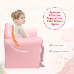 HONEY JOY Toddler Couch, Cozy Kids Sofa With Fun Cartoon Character, Toddler Furniture With Linen Fabric & Sturdy Wood Construction, Toddler Chair For Boys Girls(Pink Mermaid) -Safavieh Furniture 41XvxVpnLNL