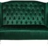 Christopher Knight Home Leora Modern Glam Tufted Velvet Wingback Loveseat, Emerald / Dark Brown