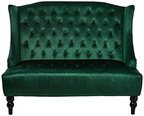 Christopher Knight Home Leora Modern Glam Tufted Velvet Wingback Loveseat, Emerald / Dark Brown 1 Christopher Knight Home Leora Modern Glam Tufted Velvet Wingback Loveseat, Emerald / Dark Brown