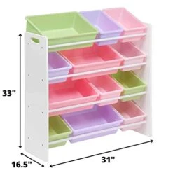 HOMESMITHS White Toy Storage Organizer For Kids, Set Of 12 Pastel Bins | Perfect For Home, Play Schools And Kindergarten -Safavieh Furniture 41Y6k2nvt1L