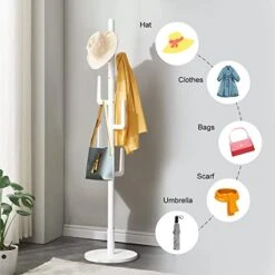 TinyTimes Wooden Coat Rack Free Standing, Cactus Shape, Sturdy Rustic Hall Tree Coat Tree Coat Hanger With 6 Hooks, For Coat, Hat, Clothes, Scarves, Handbags, Umbrella - White 12 TinyTimes Wooden Coat Rack Free Standing, Cactus Shape, Sturdy Rustic Hall Tree Coat Tree Coat Hanger With 6 Hooks, For Coat, Hat, Clothes, Scarves, Handbags, Umbrella - White -Safavieh Furniture 41YBBW0ytPL