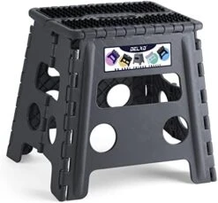 Delxo 16” Folding Step Stool In Black,1 Pack Premium Heavy Duty Foldable Stool For Adults,Portable Collapsible Plastic Step Stool,Non Slip Folding Stools For Kitchen Bathroom Bedroom Up To 400LBS -Safavieh Furniture 41YGIn2TEjL. AC