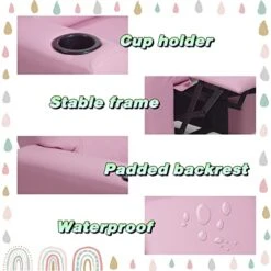 Laidbksit Kids Recliner Chair,Toddler Recliner For 0-5 Years Old,Kids Recliner Chair With Cup Holder And Side Pocket For Childs,Mini Recliner Chair Suitable For Kid's Bedroom -Pink Kids Recliner -Safavieh Furniture 41YNpdqJJBL