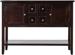 Merax LUMISOL Sideboard And Buffet Table With Storage, Wood Console Table With Two Cabinets And Bottom Shelf For Kitchen (Whitee) -Safavieh Furniture 41YPioiyMnS. AC 1
