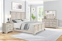 Va Wood Bedroom Set, King Panel Bed, Dresser, Mirror, Two Nightstands, Chest, Distressed Parchment -Safavieh Furniture 41YTn9jsNZL