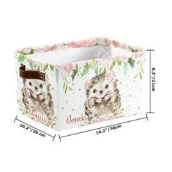 Pink Floral Hedgehog Girl Personalized Large Storage Box For Toy,Bathroom,Nursery,Home Kitchen Shelves,Custom Closet Decorative Storage Bins 2 Pack -Safavieh Furniture 41YVcdjsmcL