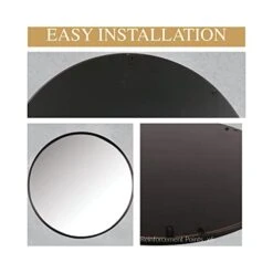 Mirrorize 34" Extra Large Metal Round Mirror For Living Room Wall Decor, Decorative Circle Mirror, Farmhouse Bathroom Vanity Mirror, Large Circular Mirror For Entryway -Safavieh Furniture 41YYvsZMyXL