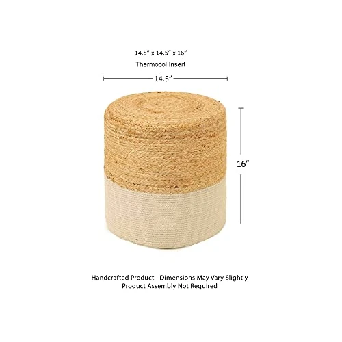 · REDEARTH · Cylindrical Pouf Foot Stool Ottoman -Jute Braided Accent Chair Footrest For The Living Room, Bedroom, Nursery, Patio, Lounge & Other Rooms In The Home (14.5”x14.5”x16”; Natural Ivory) 3 · REDEARTH · Cylindrical Pouf Foot Stool Ottoman -Jute Braided Accent Chair Footrest For The Living Room, Bedroom, Nursery, Patio, Lounge & Other Rooms In The Home (14.5”x14.5”x16”; Natural Ivory) - Image 3