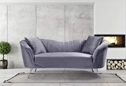 Container Furniture Direct Koger Mid Century Modern Living Room Velvet Chesterfield, Sofa And Loveseat, Fossil Grey -Safavieh Furniture 41Ya4XB98L. AC
