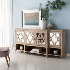 Safavieh Couture Home Juliette Contemporary White Mirrored Sideboard -Safavieh Furniture 41YaroGh vL. AC