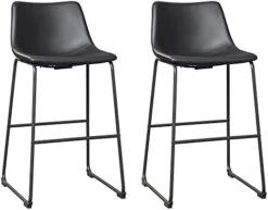 Signature Design By Ashley Centiar 24" Counter Height Modern Bucket Barstool Set Of 2,Faux Leather, Brown -Safavieh Furniture 41Yk36U67EL. AC