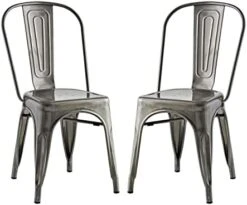 Modway Promenade Industrial Modern Steel Kitchen And Dining Room Chair In Gunmetal, One -Safavieh Furniture 41YkA9EK8nL. AC