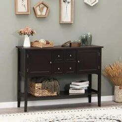 Sophia & William Sideboards And Buffets With Storage, Console Table Cupboard With Open Shelf, 2 Doors And 4 Drawers, Wood Accent Storage Cabinet For Entryway Living Room Kitchen, Coffee -Safavieh Furniture 41YlXEdYXuL. AC