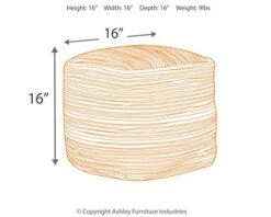 Signature Design By Ashley Absalom Hemp Pouf, 16 X 16 Inches, Multicolored -Safavieh Furniture 41YtGFIL3yL