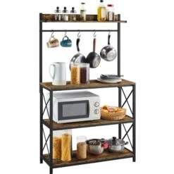 GENERIC 4-Tier Bakers Rack Kitchen Storage Shelf With S-Hooks, NTT 364 (Gray) -Safavieh Furniture 41YusexHbhL