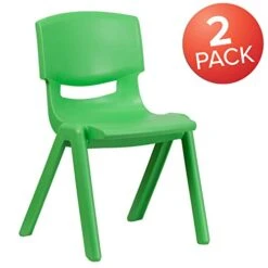 Flash Furniture Whitney 2 Pack Green Plastic Stackable School Chair With 15.5" Seat Height -Safavieh Furniture 41YvJafp2KL